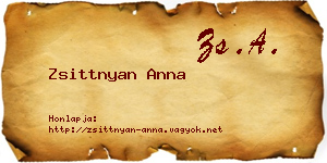Zsittnyan Anna névjegykártya